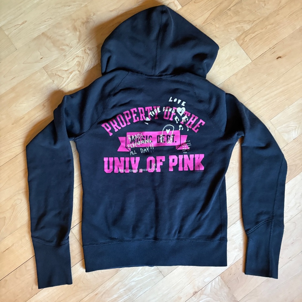 Women’s size small PINK Victoria’s Secret zip up music department hoodie